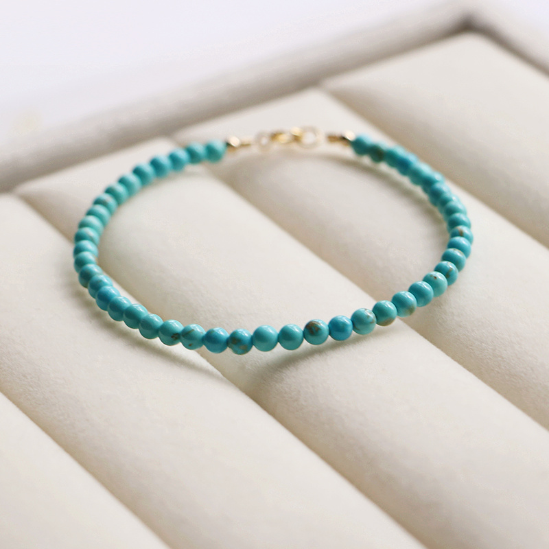 Lily Jewelry Turquoise Bracelet 925 Sterling Silver Clasp Gold color Bracelet Helps Negativity Dropshipping