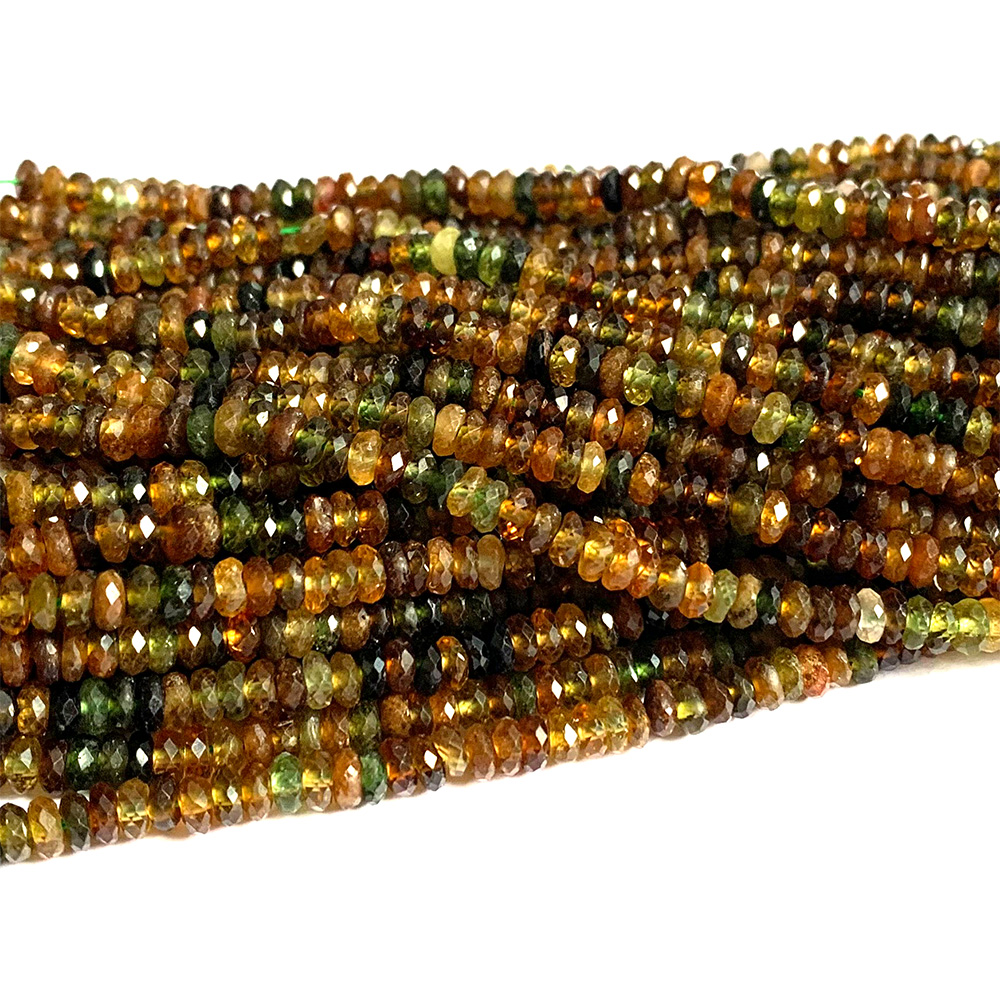 Veemake Yellow Green Tourmaline Natural Stones Gemstones Necklace Bracelets Earrings Faceted Rondelle Beads For Jewelry Making