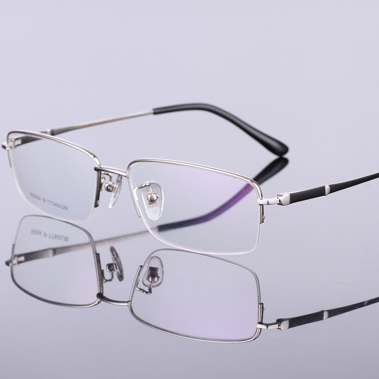 High Quality Half Rim Myopia Spectacles Pure Titanium Optical Glasses Spectacle Eyeglass Frame Male Oculos De Grau Points 56mm