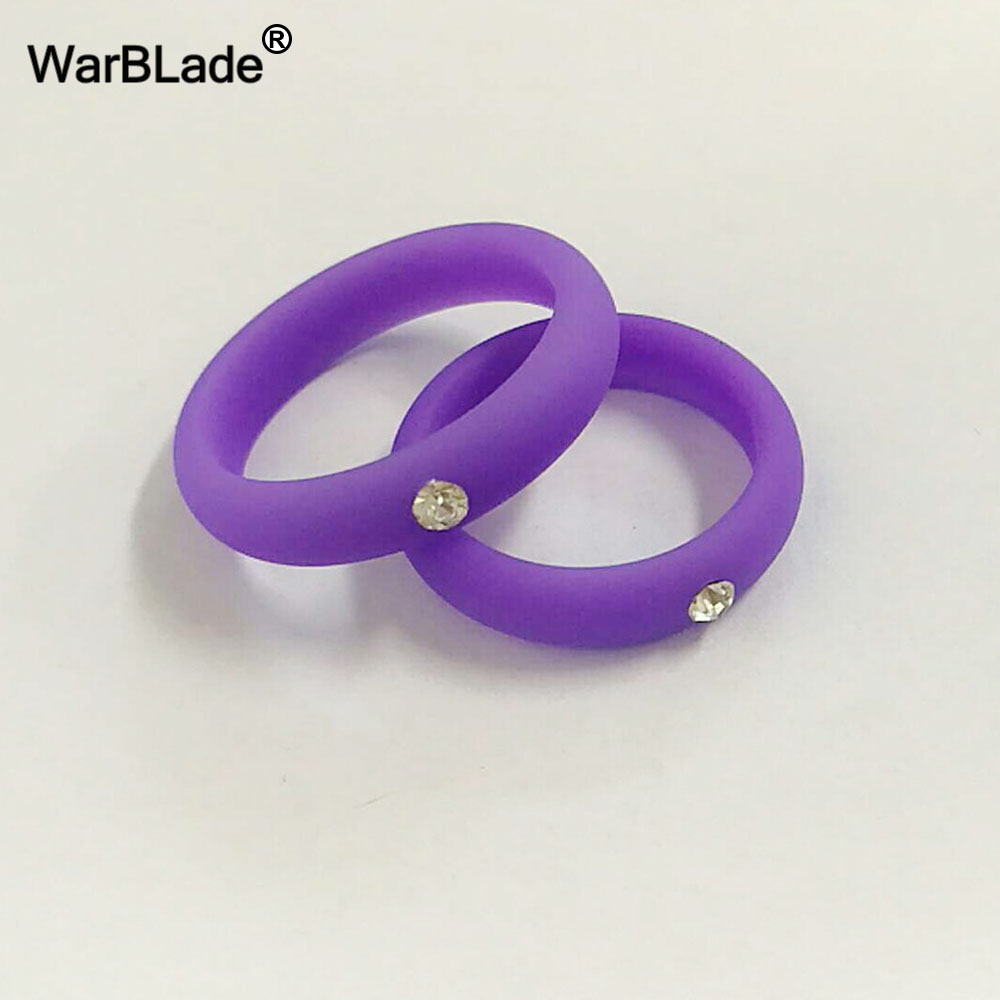 10pcs 5mm Size 4-9 Food Grade FDA Silicone Ring Hypoallergenic Crossfit Flexible Rubber Crystal Finger Rings with For Women Gift