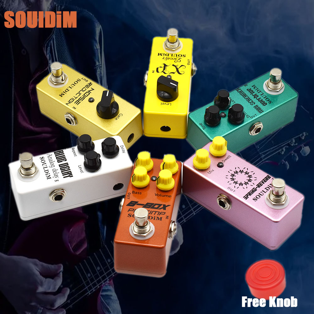 SoulDiM Mini Electric Guitar Pedal Overdrive/Booster/Delay/Pramp/Reverb/Noise Reduction/Analog Delay Effect Pedal