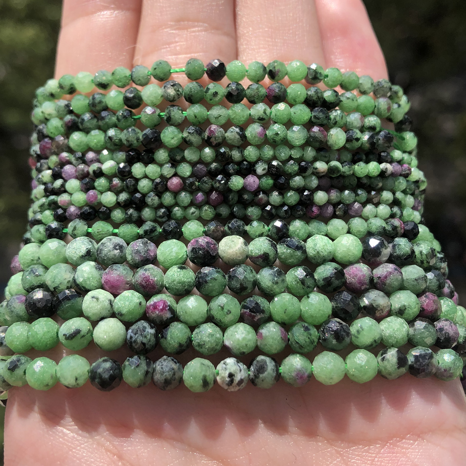 AA Natural Epidote Zoisite Faceted Loose Beads for Jewelry Making DIY Christmas Gift Bracelets 15'' Tiny Stone Bead 2/3/4mm
