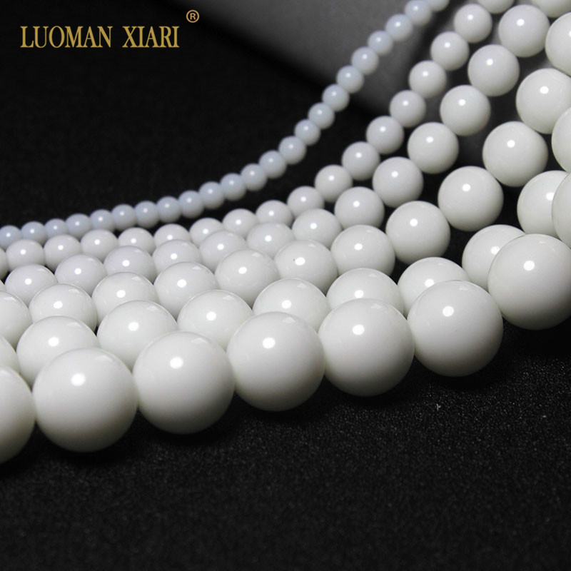 Wholesale Natural White Porcelain Stone Beads For Jewelry Making Ceramic DIY Bracelet Material 4/6/8/10/ 12/14 mm Strand 16''