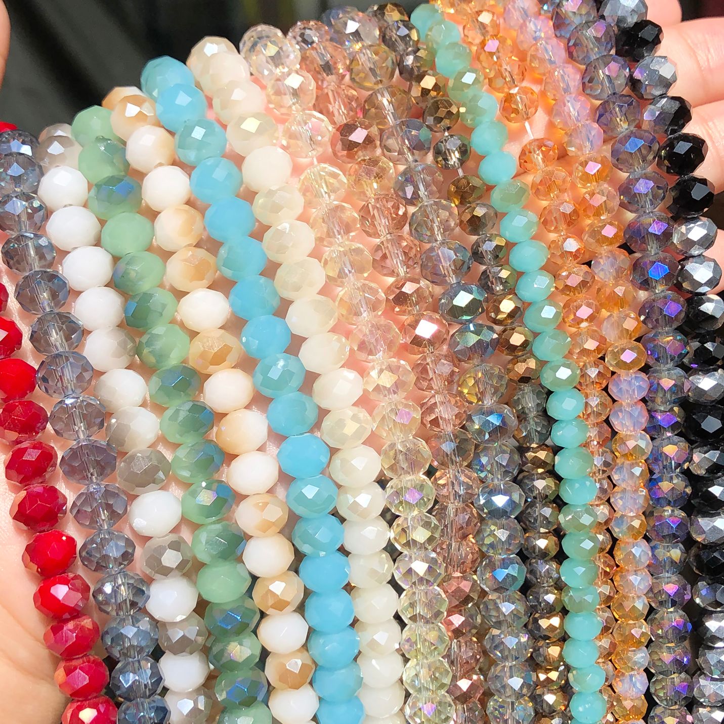 AB Clear Multicolor Austria Crystal Beads Round Rondelle Faceted Glass Loose Beads For Jewelry Making Accessories 3/4/6/8mm