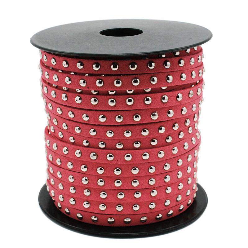 4.5x2mm Silver Aluminum Studded Korea Faux Suede Cord Jewelry Findings about 20yards/roll,15 Colors