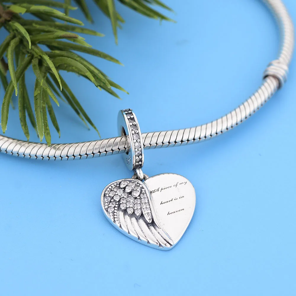 FC Jewelry Fit Original Charm Bracelet 925 Silver A Piece Of My Heart Has Wings is In Heaven Forever Bead For Making Berloque