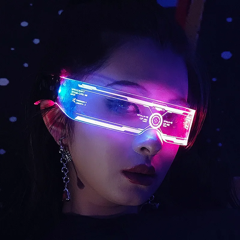 Cyberpunk Glasses Future Technology Sense Bar Led Glasses Luminous Disco Glasses Web Celebrity Performance Equipment