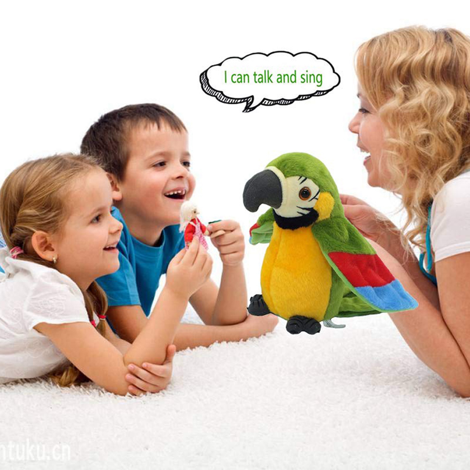 Talking Parrot Toy Mimicry Pet Speaking Plush Toy Repeat What You Say Waving Wings Electronic Record Bird Toy Stuffed Animal
