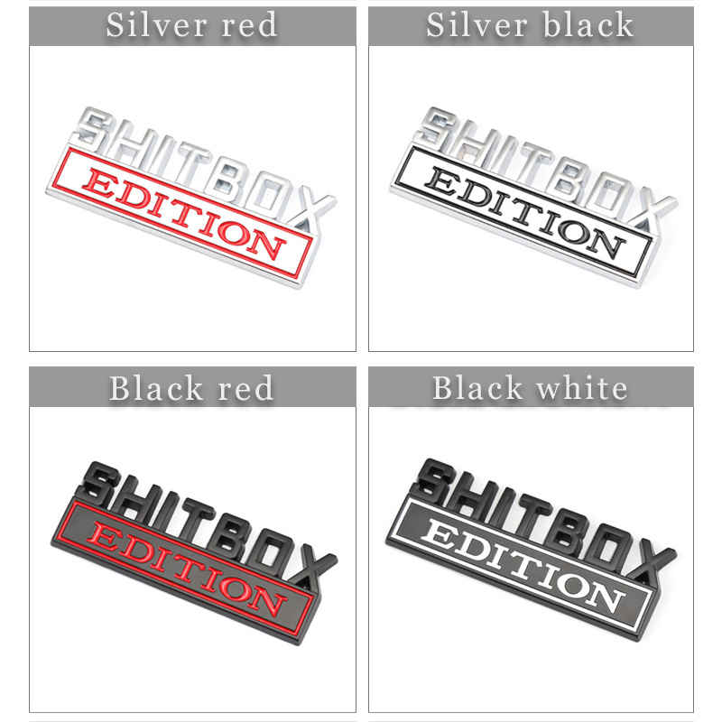 3D SHITBOX EDITION Badge Decals Car Tail Side Sticker Accessories Front Hood Grille for Grand Cherokee Liberty Patriot Renegade