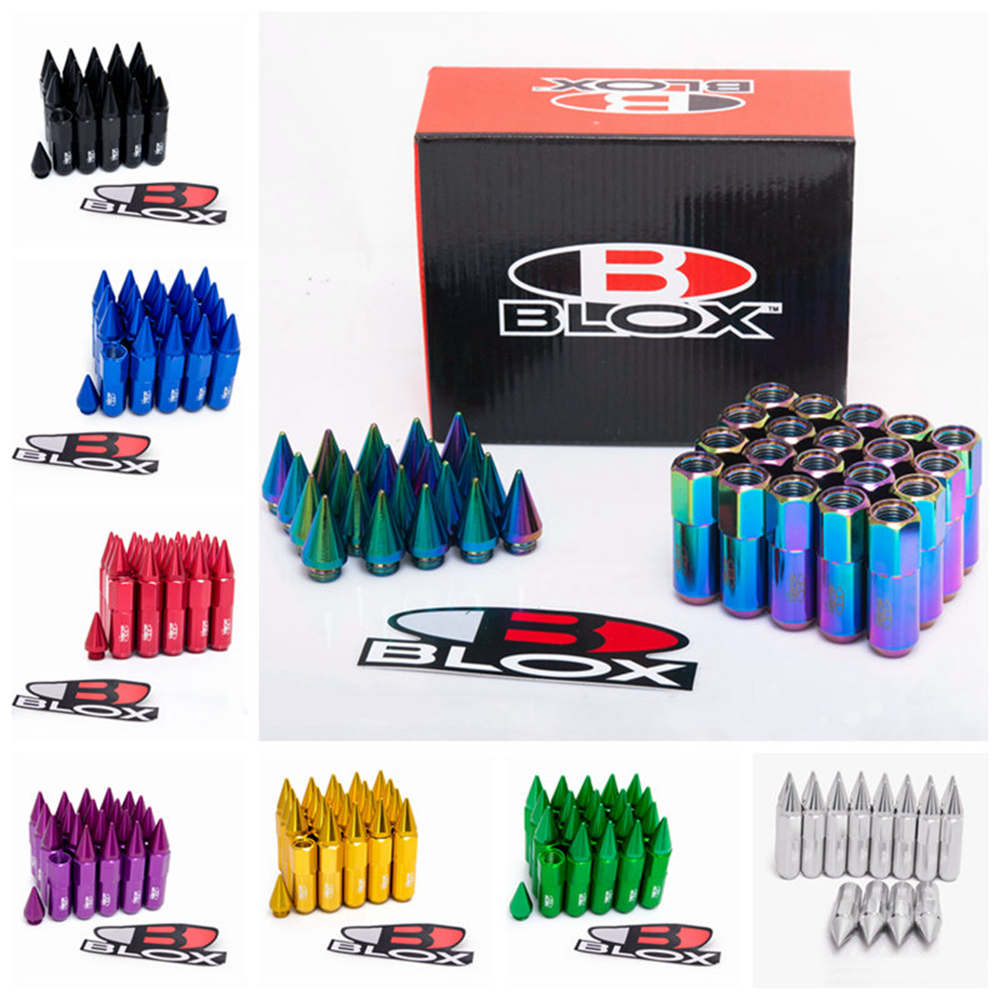 Blox 20Pcs 12X1.5 Or 12X1.25 Spiked Aluminium 60MM Extended Tuner Wheels Rims Lug Nuts Racing Jdm AF-550NSPK