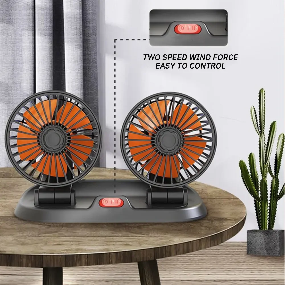 5V Car Fan Cooling Car Fan Dual Head Usb Car Fan 2 Speeds Adjustable Auto Cooler Air Fan Car Accessories Wind Regulation