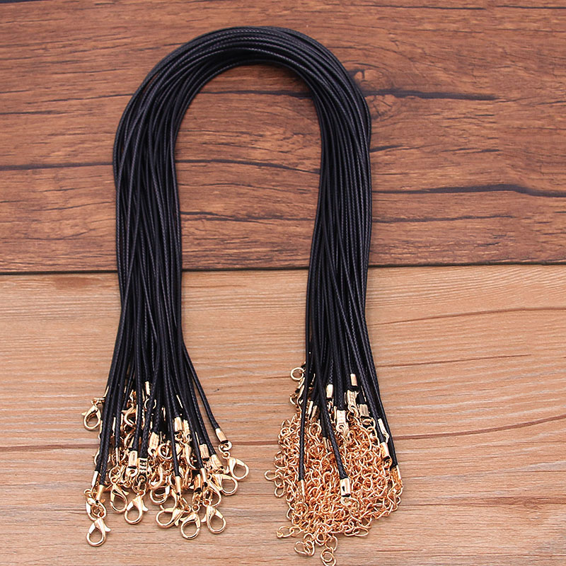 10PCS 1.5mm 16 Color Leather Cord Golden Lobster Clasp Adjustable Braided 45cm Rope For DIY Necklace Jewelry Making Findings