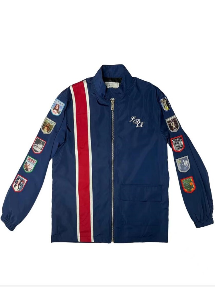 2024 New Lana Del Rey Embroidered Patch Racing Jacket Commemorative LDR Navy Blue Men's & Women's Racing Jacket T-Shirt Clothing
