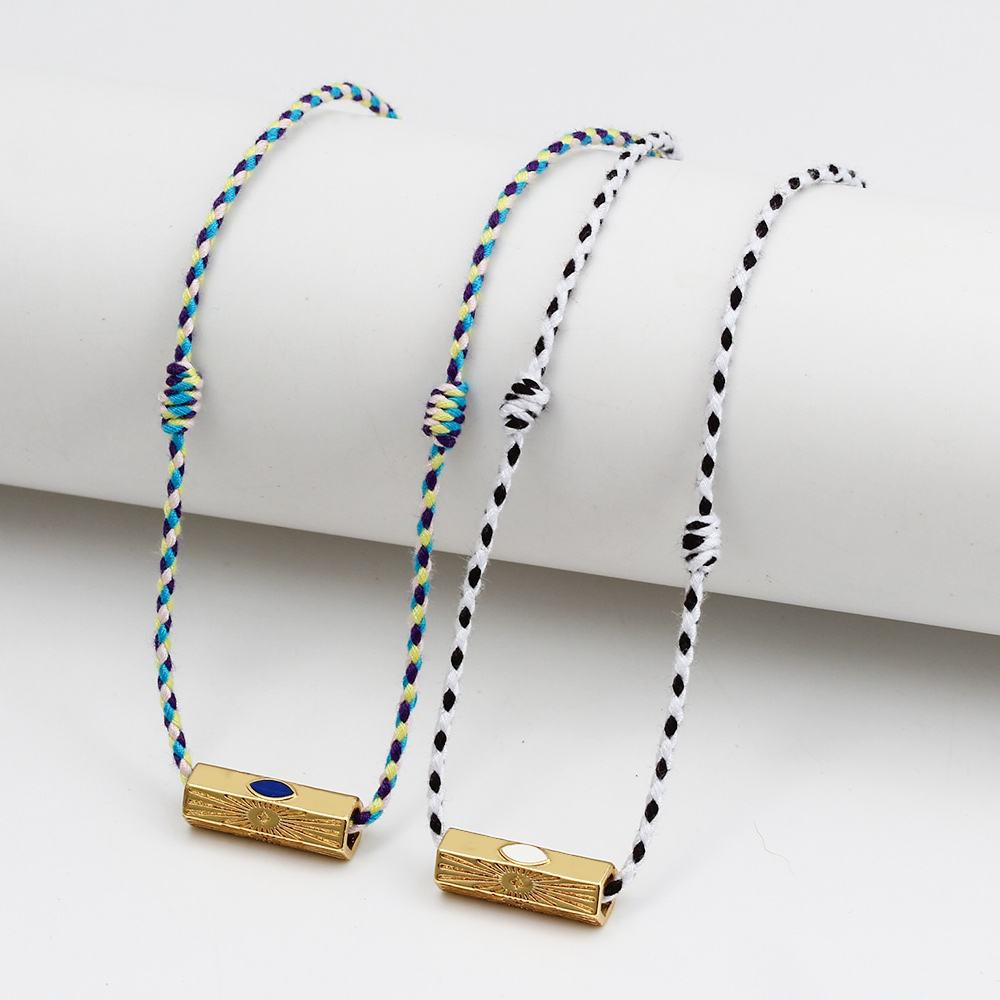 Lucky Eye Multi Color Braided Rope Necklace With Star Heart Turkish Evil Eye Pendant Necklace for Women Girls Jewelry BT178