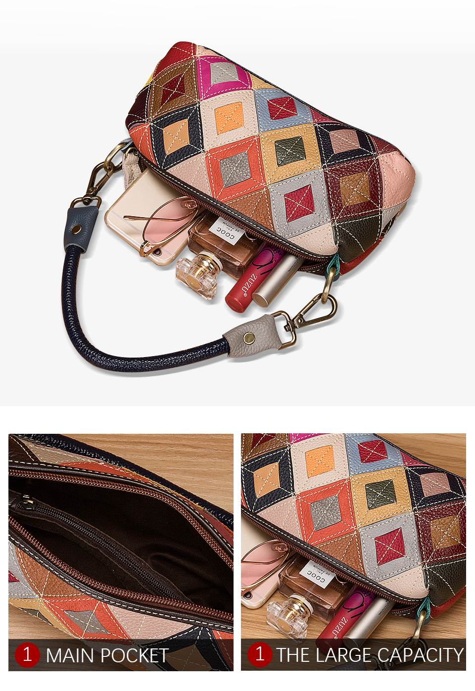 Multi-Colorful Genuine Leather Luxury Brand Ladies Flower Small Purse Handbag Over The Shoulder bag Women Design Tote bag 1120