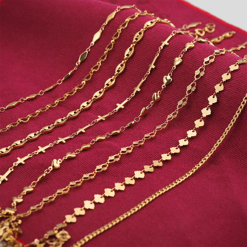 1 Meter Stainles Steel Gold Handmade Heart Shells Chains for Women Necklace Bracelet Anklet Making Supplies Bulk Items Wholesale
