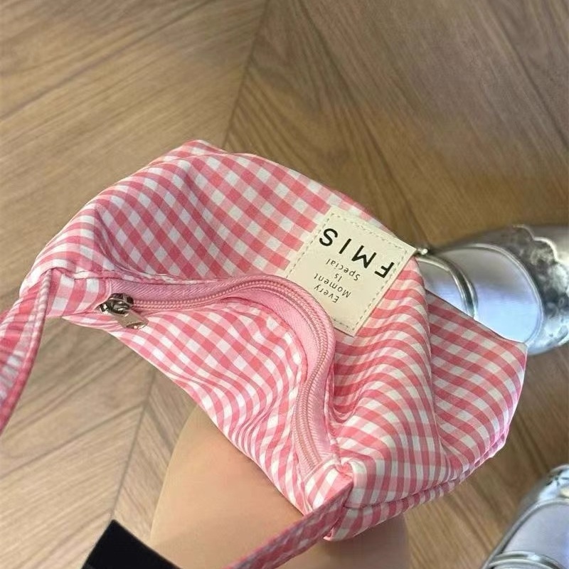 New niche design high-quality dopamine plaid underarm bag Korean one shoulder handbag niche minimalist handbag women canvas bag