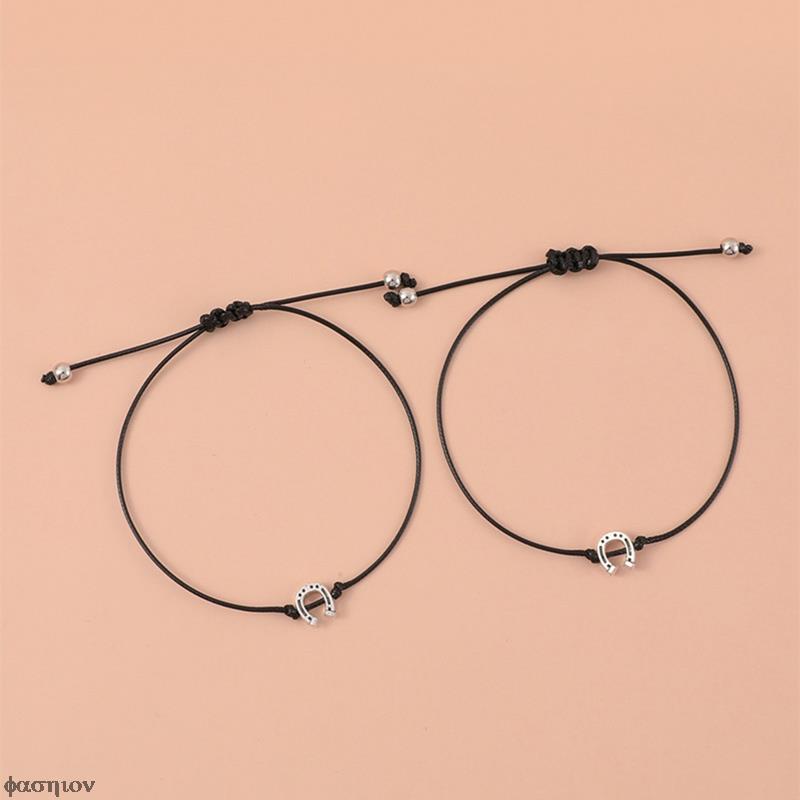 2pcs/set Lucky Horseshoe Red String Horse Hoof Charm Bracelets Adjustable for Women Men Wish Jewelry Couple Lover Christmas Gift