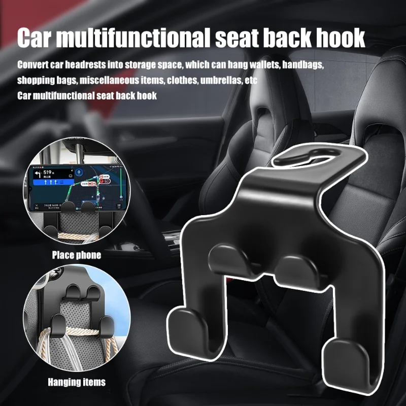 Multifunctional car seat back hook double-head mobile phone hanger headrest hanging bag storage hanger car interior accessories