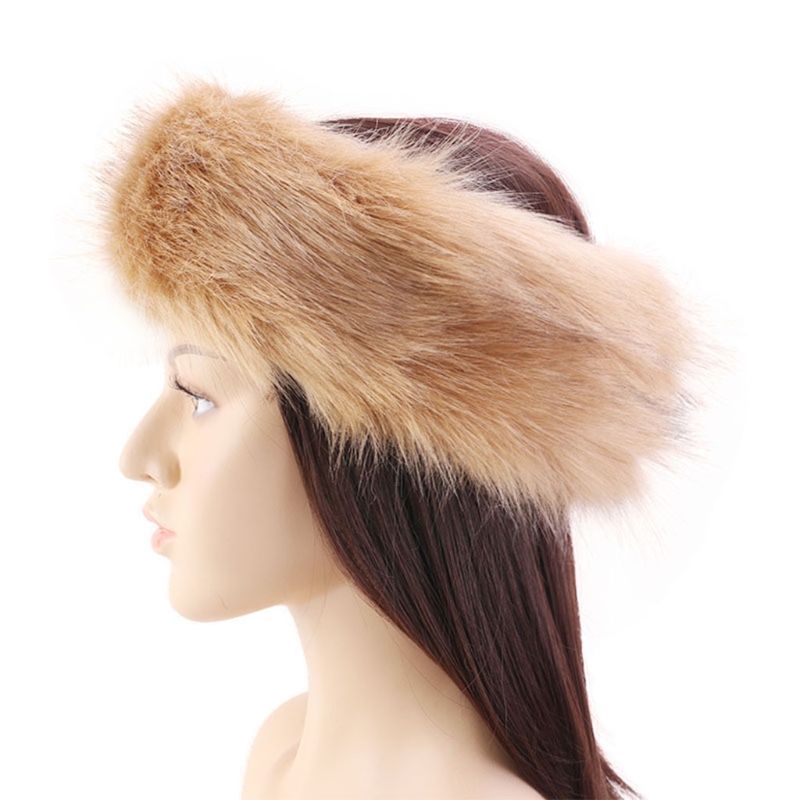 Winter Furry Hairband Elastic Faux Fur Headband Hat Ski Hats Winter Outdoor Ear Warmer Soft Warm Earmuff Head Wraps