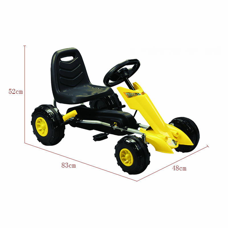 Kids 4 Wheel Ride On Car with Racing Steering Wheel, 3-8 Years Old Children Pedal Go Kart with Hand Brake