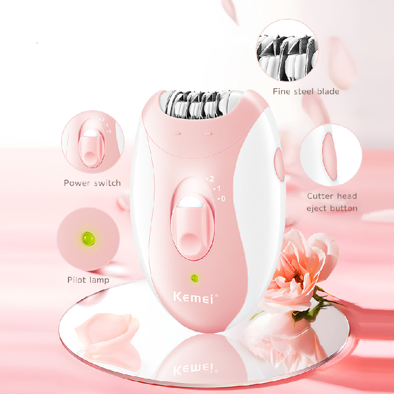 Kemei Women Epilator Electric Removal Facial Body Lady Bikini Legs Arms Armpit Hair Remover Underarms Rechargeable F624-40