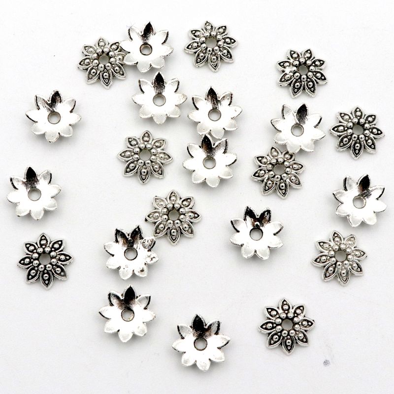100Pcs 8 Petals Flower Loose Sparer End Bead Caps for Jewelry Making Finding Diy Bracelet Accessories Component Wholesale Supply