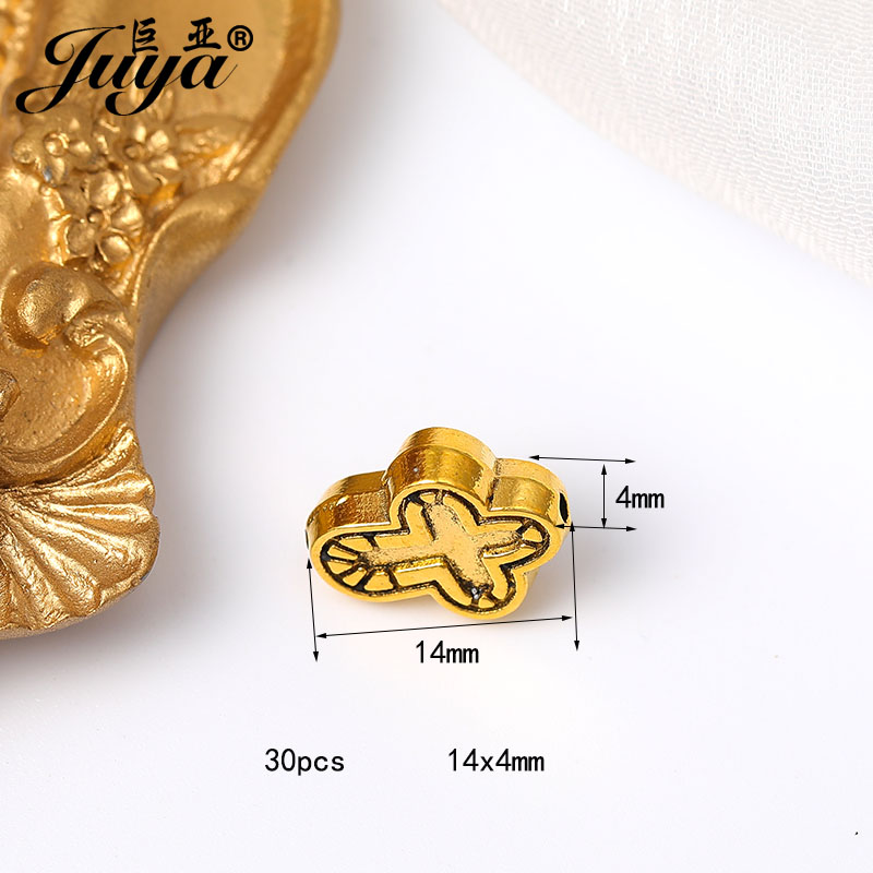 30PCS Jesus Cross Spacer Beads For Jewelry Making Christian Crown Bead Supplies Needlework DIY Handmade Bracelets Accessories