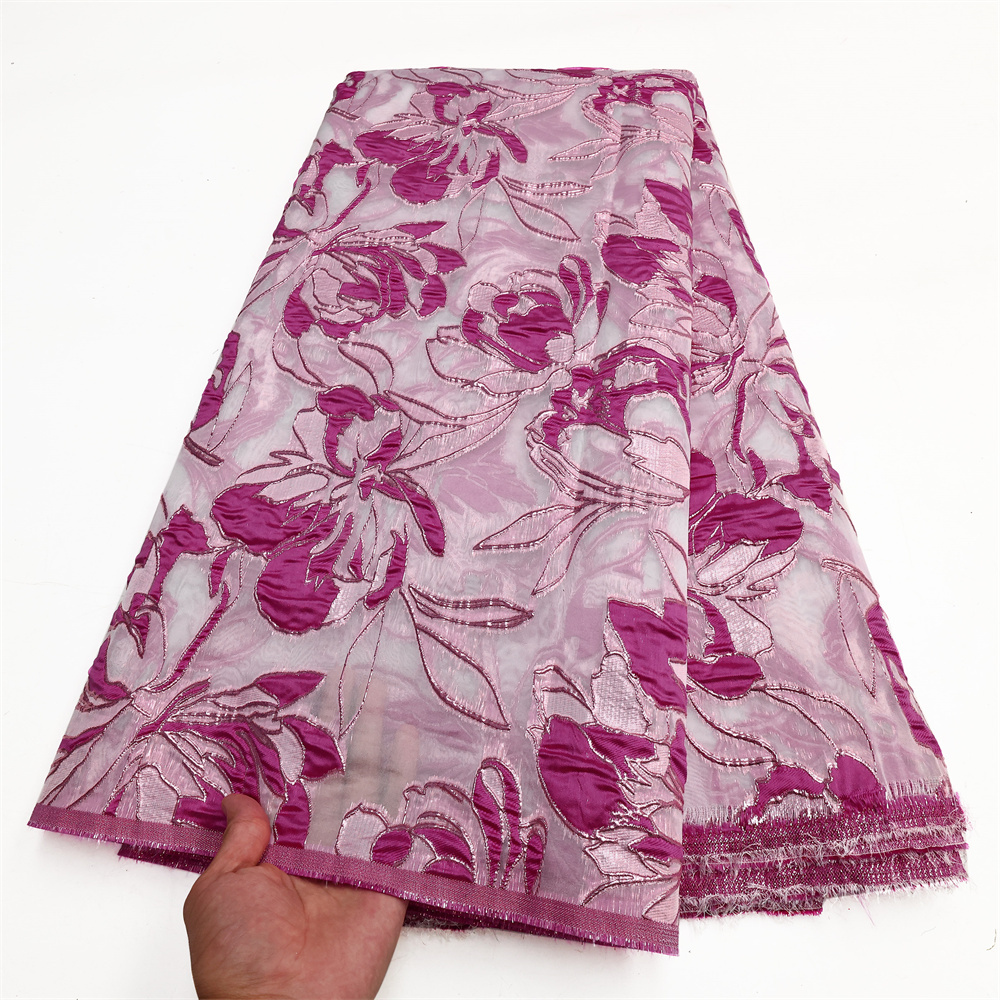 African Brocade Jacquard Fabric Nigerian Floral Damask Cloth Gilding Lace Material Brocard Tissu 5Yard For Party Dress