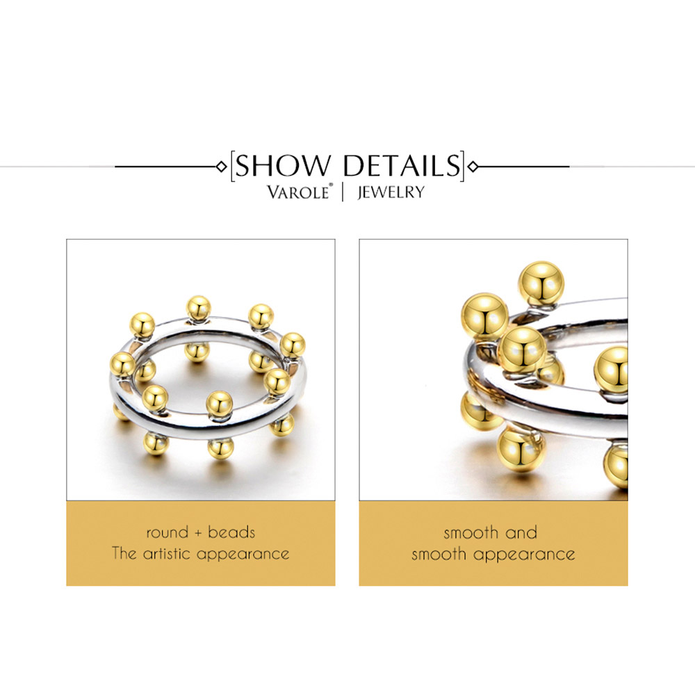 VAROLE Double Row Ball Arrangement Rings Gold Color Midi Ring 100% Copper Ring Knuckle Rings For Women anel Jewelry