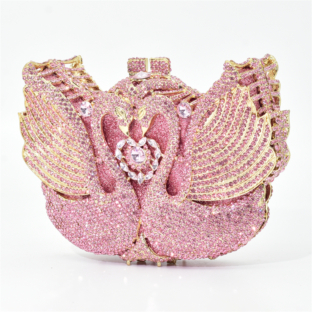 Luxury Women Evening Party Bag Bridal Wedding Diamonds Bag Colorful Diamonds Purse Handbag Animal Bird Handmade Bridal Purses