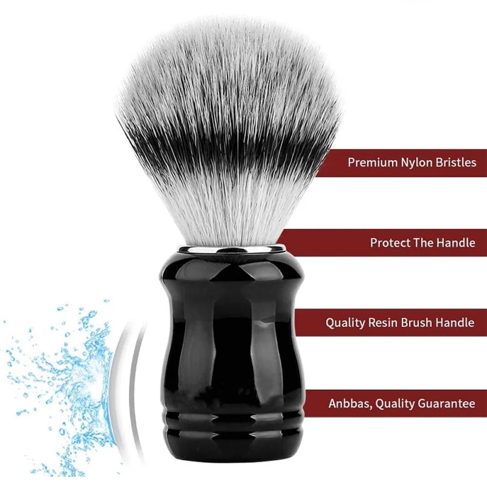 22mm Synthetic Badger Shaving Brush with Black Holder Stand 2IN1 Resin Handle Foam Brush Set for Men Close Wet Shave 240624