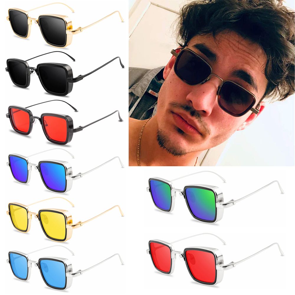 Vintage Metal Steampunk Sunglasses for Men Women Square Sun Glasses Stylish Retro Shades Male Female UV400 Eyewear