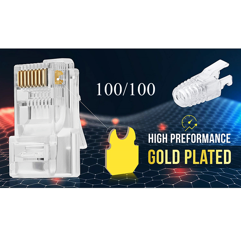 HTOC RJ45 Connector Pass Through Connectors And Strain Relief Boots Pack of 100/100(200 Total) For Network Cat-6 Ethernet Cable