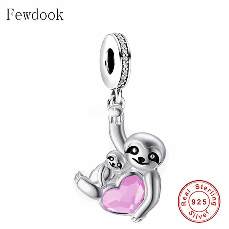 FC Jewelry Fit Original Charm Bracelet 925 Sterling Silver Mother Love Baby Sisters Are Friends Sloth Bead For Making Berloque