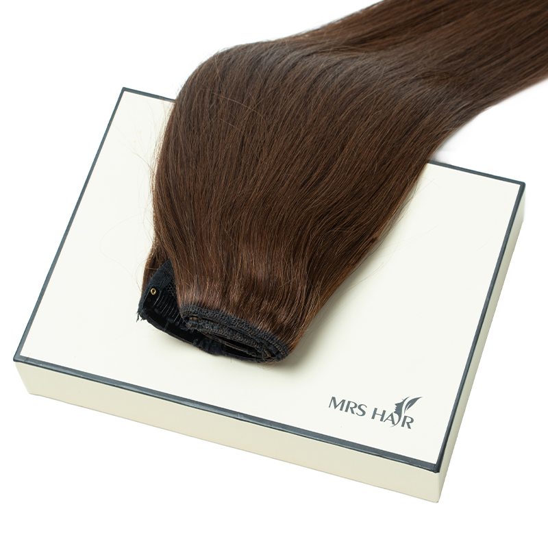 MRSHAIR Clip In Extensions Human Hair Straight One Piece Natural Hair Extensions Clip-On Hair Add Volume HairPieces