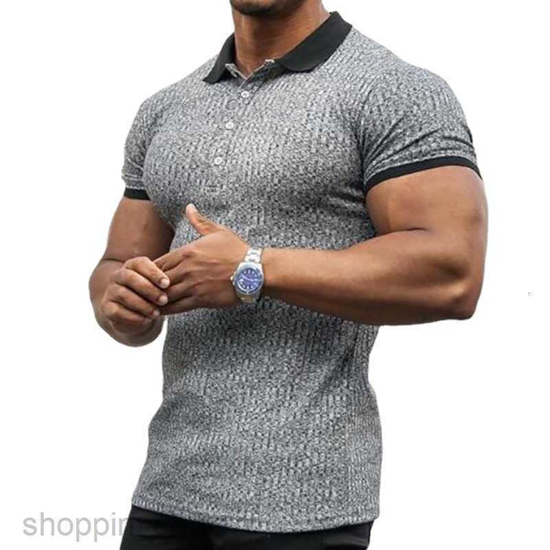 Men Polos Shirts New Men's Slim Fit Colored Collar Casual Vertical Stripe Short Sleeve Youth Male Wear tops