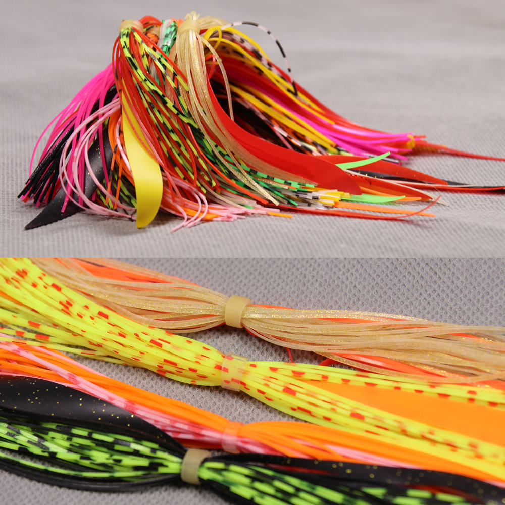 10 Bundles Double Colors Mixed Silicone Skirt Trailer Replacement for Slider Jigs Squid Madai Snapper Jigging Fishing Lure