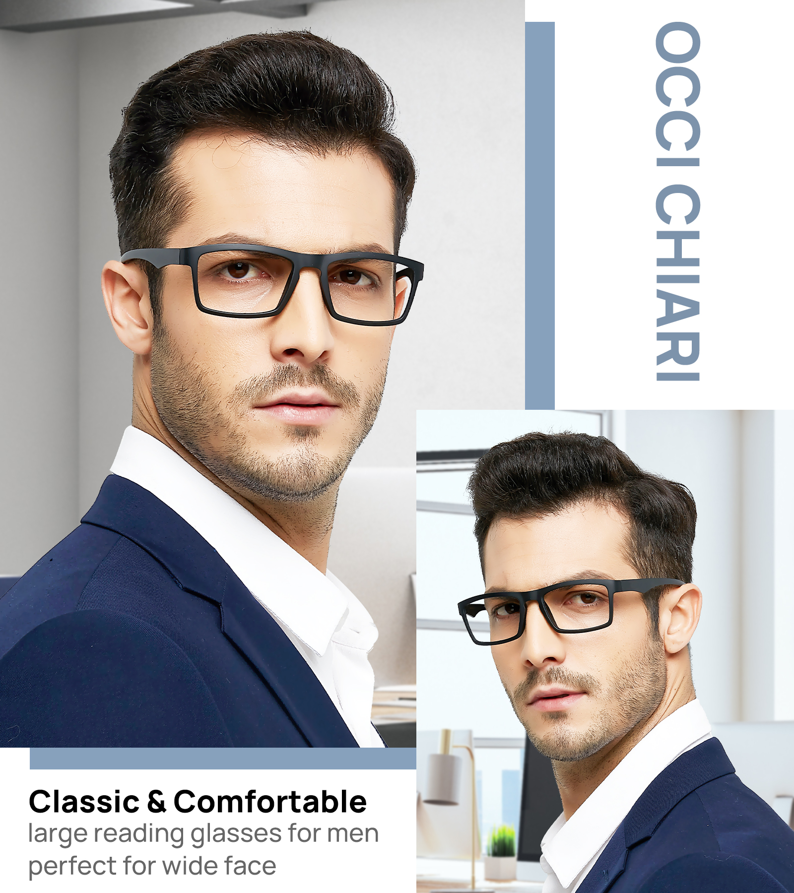 OCCI CHIARI Unbreakable Reading Glasses Men Anti-fatigue TR90 Ultralight Eyeglasses Frame For Reader Women+1.25 +1.75 +2.25 +2.5