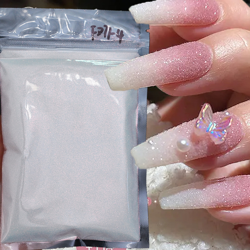 10g/bag Shinning Sugar Glitter Nail Powder 0.2mm Snow Candy Sweater Yarn Iridescent Powder White/Black Sugar Pigment Dust &*&
