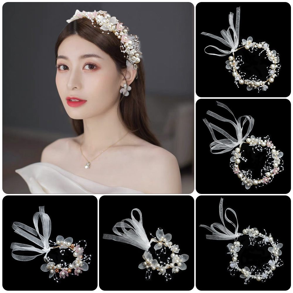 Pearl Rhinestone Women Headband Wedding Hair Accessories For Women Bride Tiara Headband Hair Jewelry Silver Color Hairband Gifts