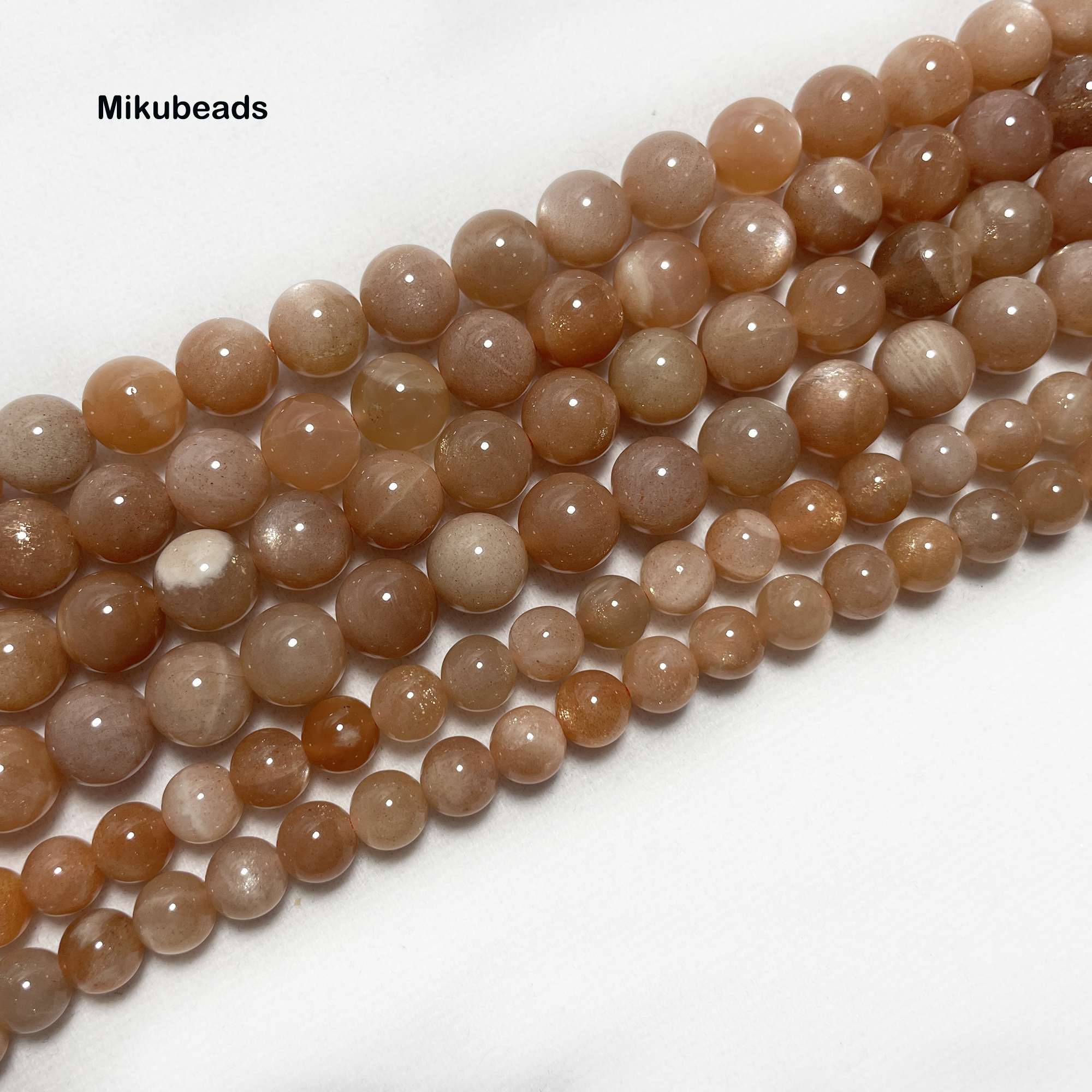 Wholesale Natural 8mm 10mm A+ Orange Moonstone Smooth Round Loose Bead 15" Strand For Making Jewelry DIY Free shipping