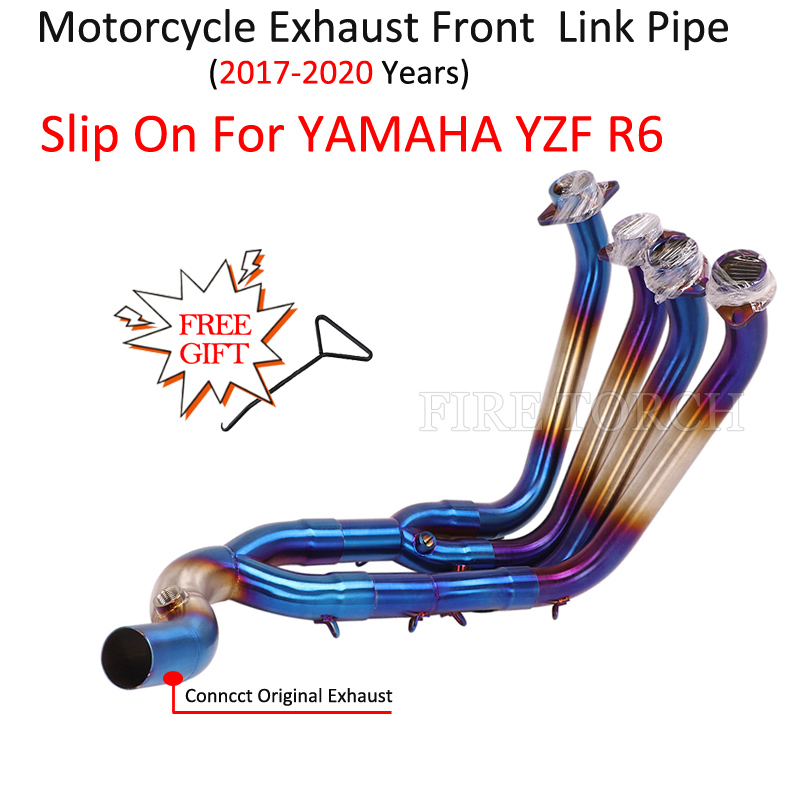 Slip On For Yamaha YZF R6 2017 2018 2019 2020 Motorcycle Exhaust System Escape Front Tube Link Pipe Connect Original Muffler