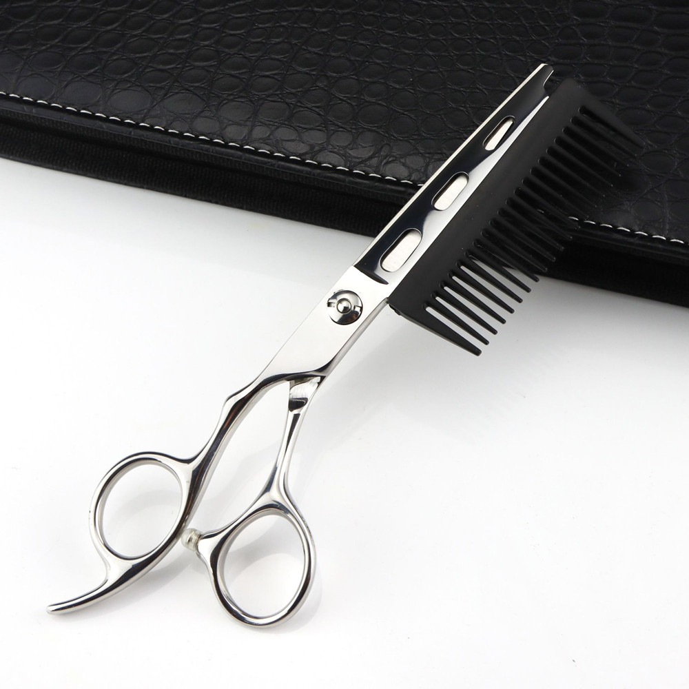 Professional JP440c 6 '' Left handed Silver 2 in 1 hair scissors with comb haircut barber cutting shears hairdressing scissors
