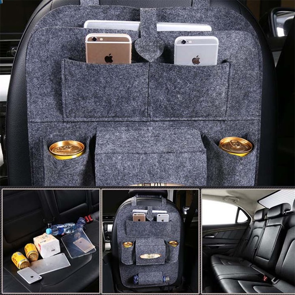Car Back Seat Storage Bag Organizer Trunk Elastic Felt Storage Bag Organizer Hanging Car Accessories