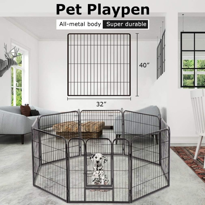 Dog Playpen 8 Panels 40 Inches Dog Pen Extra Large Indoor Outdoor Back or Front Yard Cage Fencing Doggie Rabbit Cats Outside