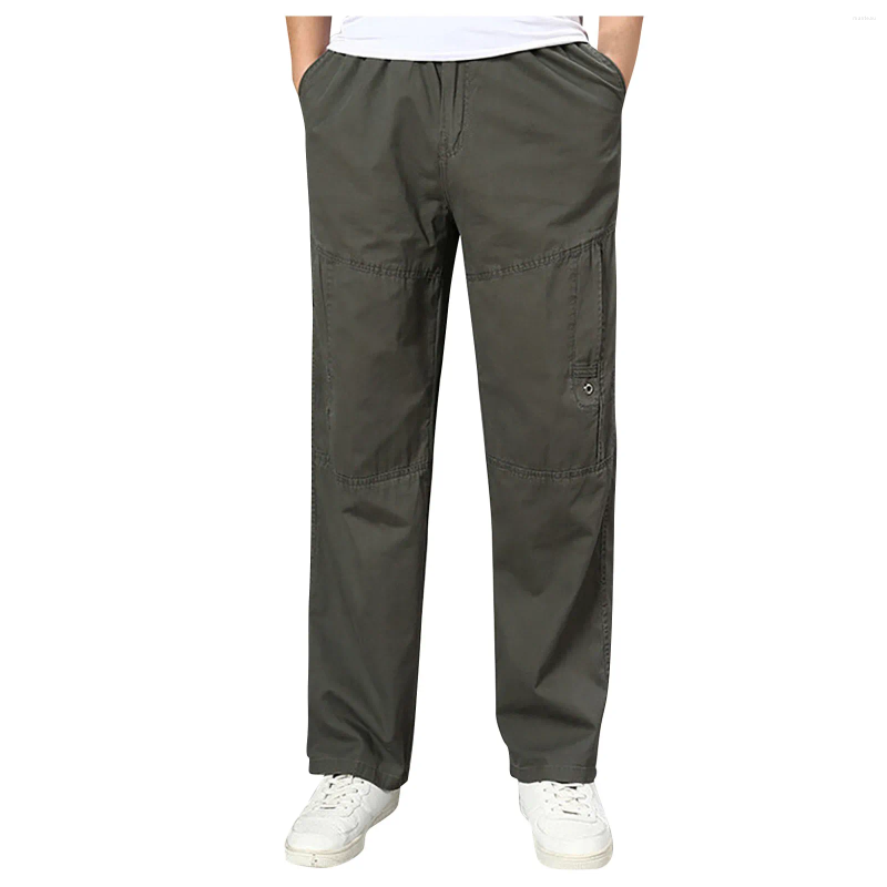 Men's Pants Cargo For Men Fleece Lined Sweatpants Open Bottom Straight Leg Loose Fit Baggy Athletic Jogger Pant