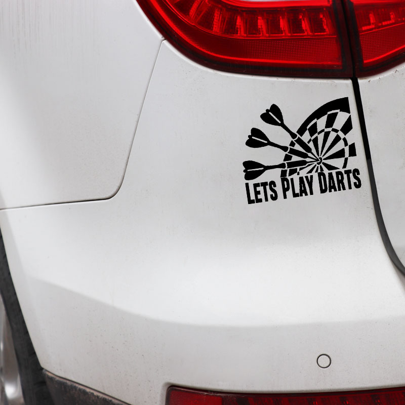 YJZT 15.3CM*12.6CM Interesting Car-styling Lets Play Darts Car Sticker Decal Black Silver Vinyl C11-2122