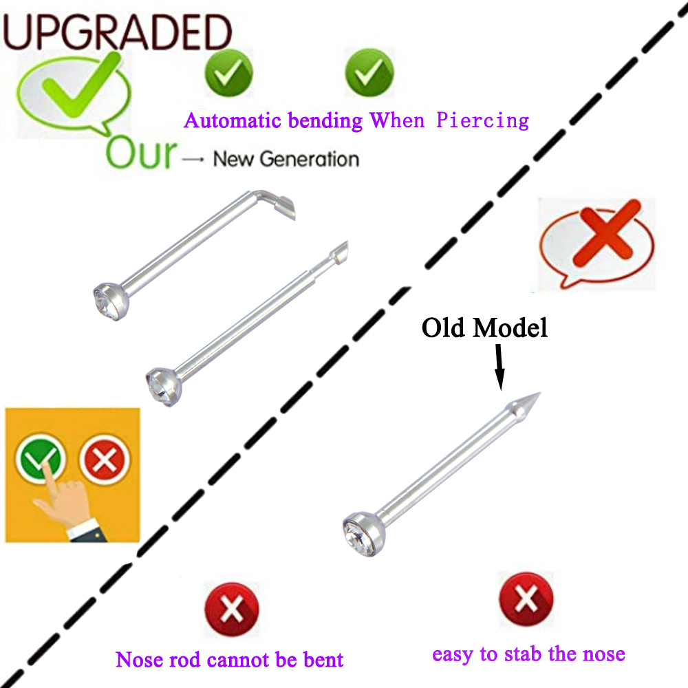 24PCS/Box Disposable Safe Sterile Piercing Unit For Nose Automatic Bending Rod More Safe Nose Piercing Gun Piercer Machine Kit
