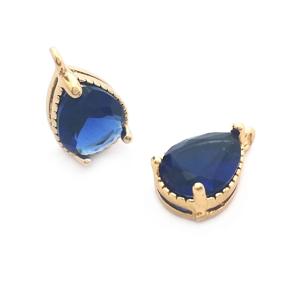 10PCS 6x8MM High Quality Champagne Gold Color Brass and Glass Drop Shape Charms Pendants Jewelry Necklace Earrings Accessories